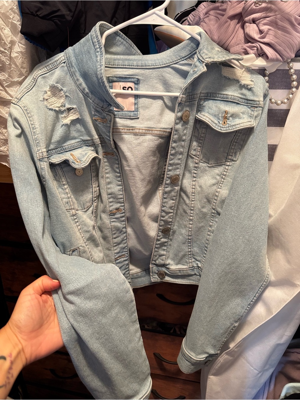 Light Wash Distressed Denim Jacket